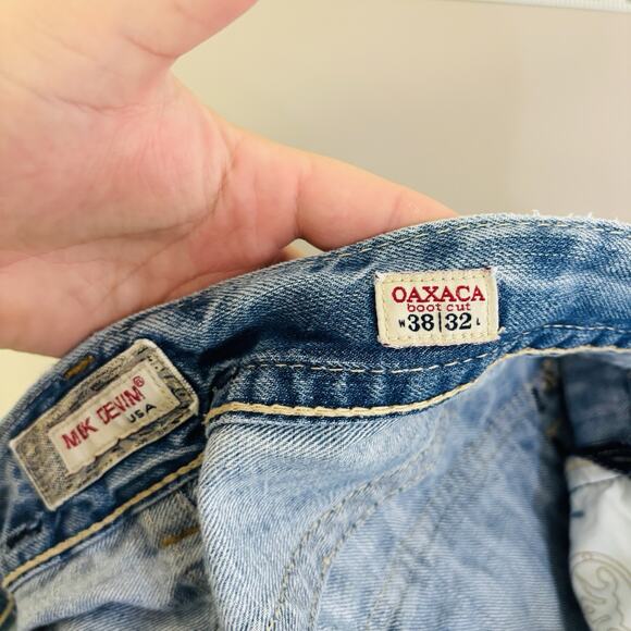 Mek Denim Jeans 38x32 Men’s Blue Salvage Oaxaca Button Fly - Picture 6 of 12